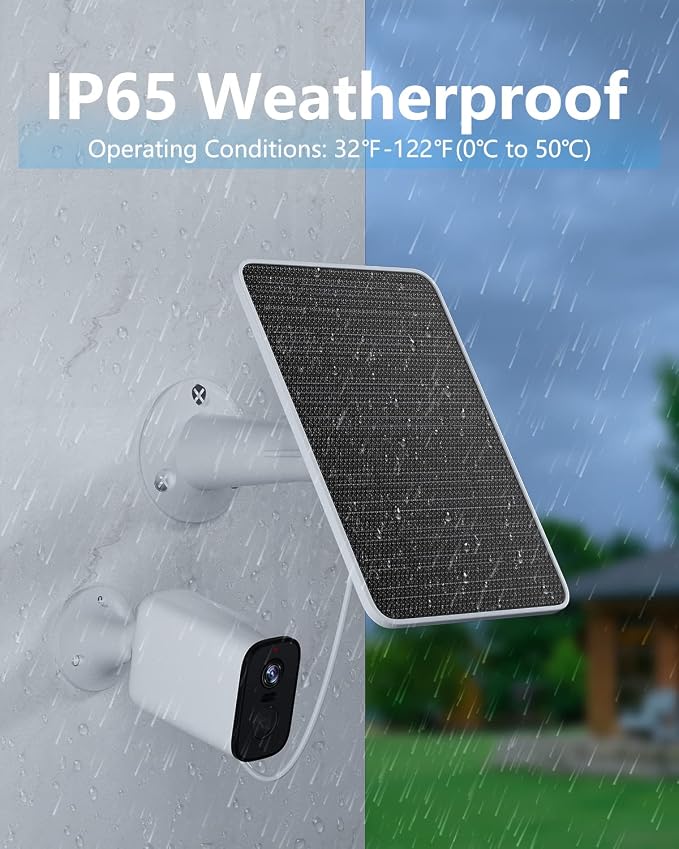 Solar Panel for Security Camera, 5W Solar Panel Charger Compatible with Eufycam 3/3C/2/2 Pro/2C/2C Pro/E/E20/E40/L20/L40/Solo/SoloCam Spotlight, Micro USB&USB-C Port IP65 Waterproof 10ft Cable, 1 Pack