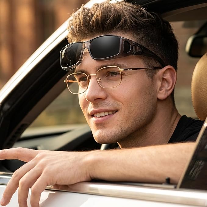 LVIOE Over Glasses Sunglasses Wrap Around Polarized Sunglasses for Men Women Fit Over Prescription Glasses with UV Protection