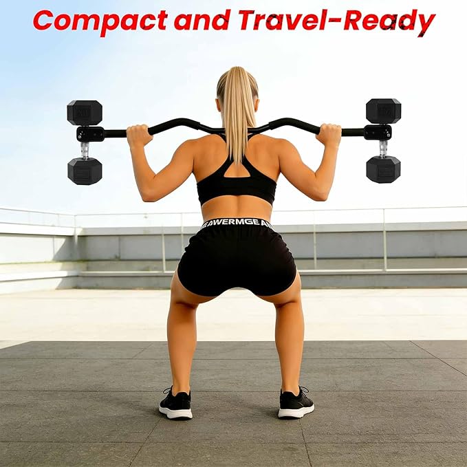 Dumbbell Barbell Converter Bar, Adjustable Dumbbell Bar for Home Gym, Compatible with Most Dumbbells, All-Metal Dumbell to Barbell Converter for Weight Lifting and Strength Training