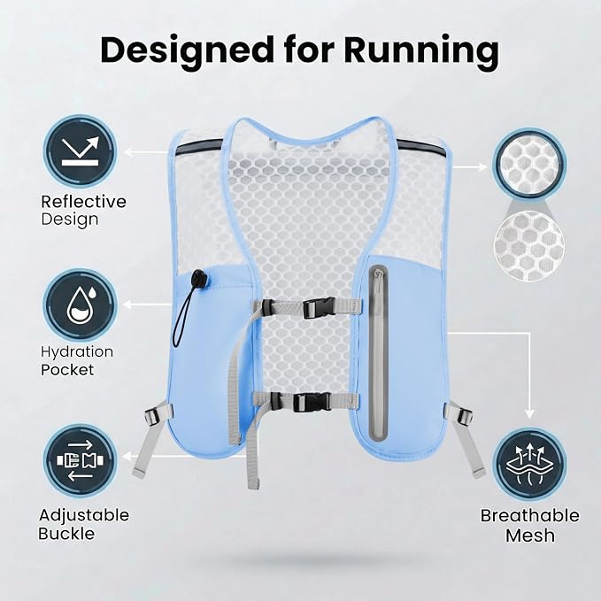 Running Vest for Women Men Hydration Backpack with 500ml Soft Flask Lightweight Water Pack