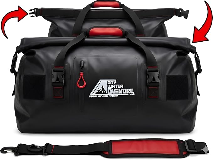 Waterproof Duffel Bag 60L - Marine Grade PVC Dry Bag for Boating Camping Motorcycle | Roll Top Airtight Seal, Shoulder Strap