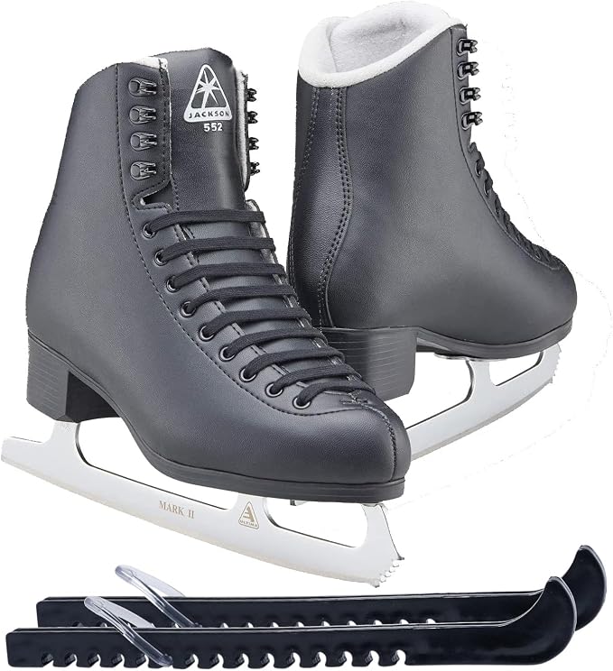Jackson Ultima Figure Ice Skates for Men, Boys in Black Color/Bundle with Skate Guards