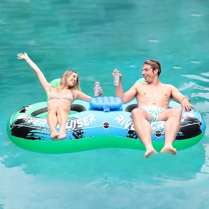 River Tubes for Floating Heavy Duty Inflatable Floating Lounger Premium River Water Rafts Pool Float with Cup Holder Above Lake for Adults
