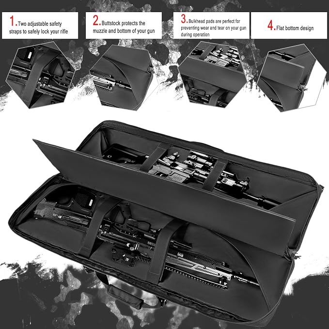 28" 32" 36" 42" 46" 48" 51" 55" Soft Double Rifle Bag, Portable Long Rifle Bag for Outdoor Hunting Shooting, Gun Case Storage & Transportation, with Multiple Colors