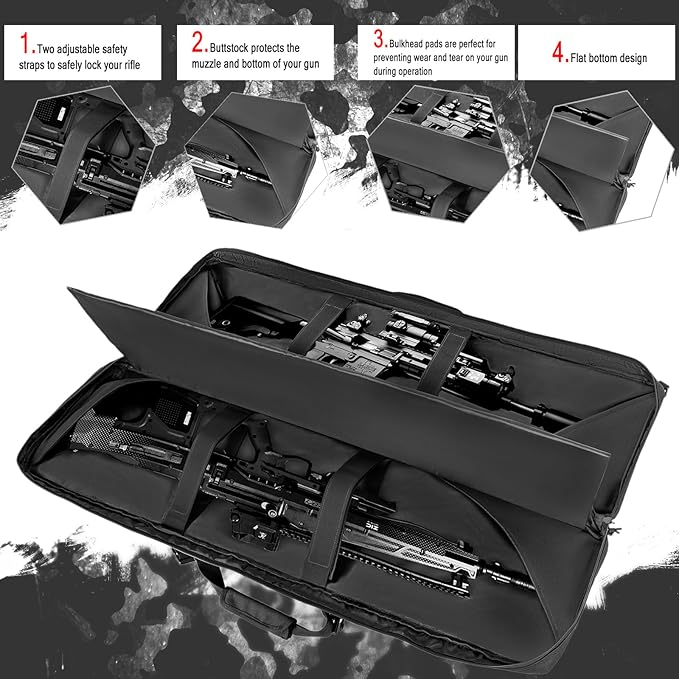 28" 32" 36" 42" 46" 48" 51" 55" Soft Double Rifle Bag, Portable Long Rifle Bag for Outdoor Hunting Shooting, Gun Case Storage & Transportation, with Multiple Colors