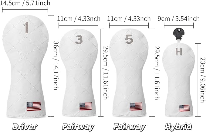 Golf Club Covers for Driver, Fairway, Hybrids - 3 Options - Golf Driver Headcover/Golf Fairway Wood Head Cover/Hybrid Headcover for Men/Women Golfer