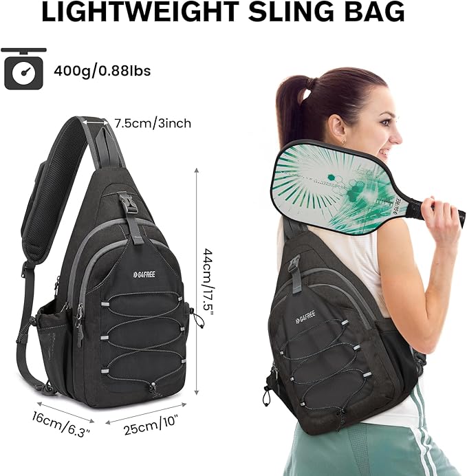 G4Free Pickleball Bag, Crossbody Sling Bag for Men Women, Pickleball Backpack, Pickle Ball Paddle Bag Gifts for Sports