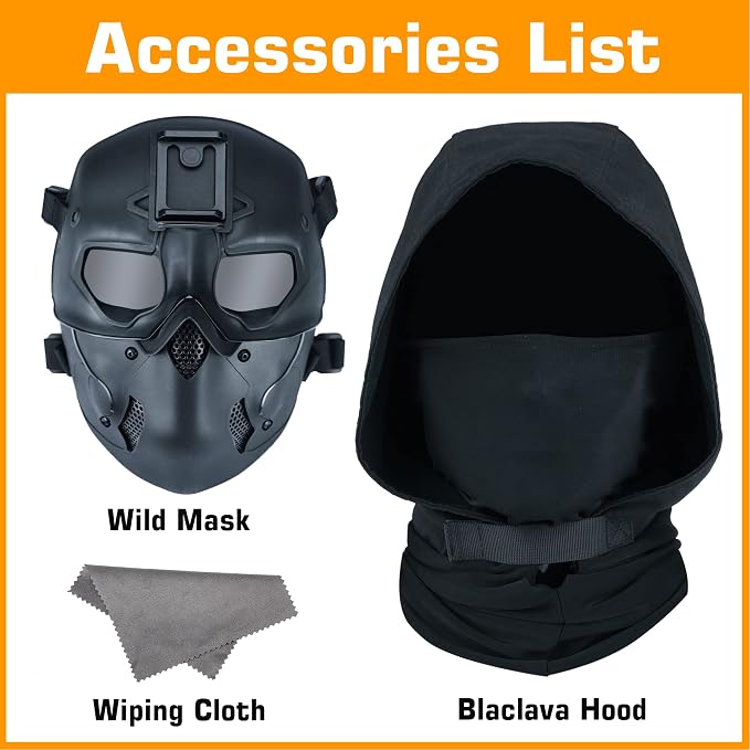 Guayma Airsoft Paintball Mask Tactical Full Face Cyberpunk Balaclava Mask For Halloween Cosplay Costume Movie Props