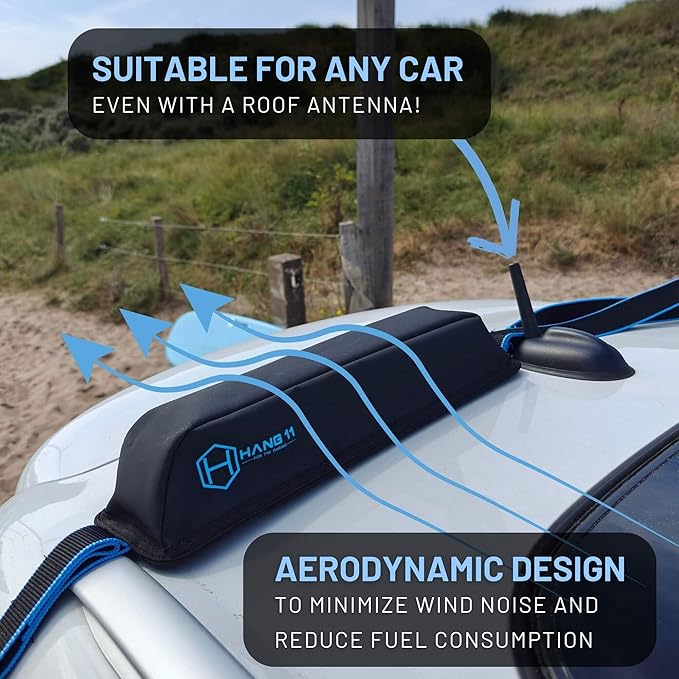 Hang 11 Surfboard Roof Rack - Soft Padded Surfboard Rack for Car, No-Scratch Buckles, Fits Most Vehicles Without Crossbars, Extra-Wide 1.5” Straps, Carries up to 6 Boards (Double / 6 Boards)