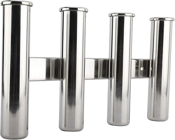 YaeMarine Fishing Rod Holder 316 Stainless Steel Fishing Rod Rack 3Tube/4Tube/5Tube/6Tube Mirror Finish for Marine Boat Yacht Camper