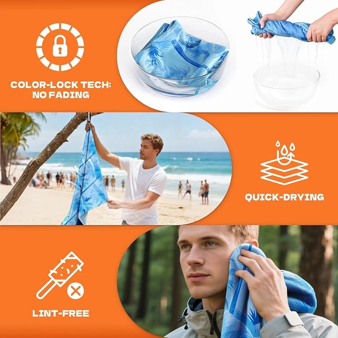 Microfiber Sweat Towel Quick Dry Lightweight Absorbent 2 Pack, Fast Drying 30‘’ X 60‘’ Negative Ions Odorless Gym Towels for Men & Women Yoga Travel Outdoor Camping Gym Beach (Navy Blue Tree)
