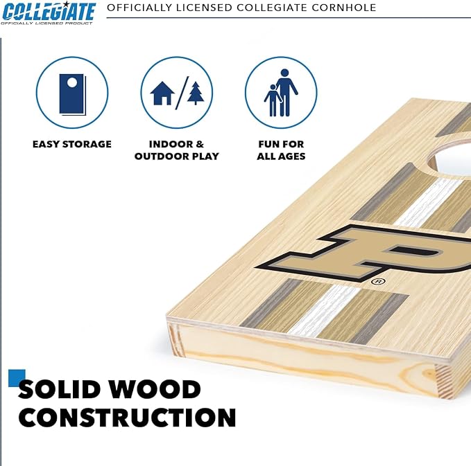 Wild Sports College Portable Size 1' x 2' Solid Wood Cornhole Set with Direct Print HD Team Graphics – Travel Size