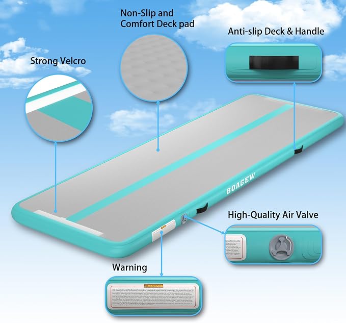 Gymnastics Mat,Air Roller Gymnastics Barrel,Gymnastics Tumble Track Air Track Tumbling Mat for Home Training/ Cheerleading/Gym/Training/Yoga/Beach/Water/Park Outdoor Use with Electric Air Pump ﻿