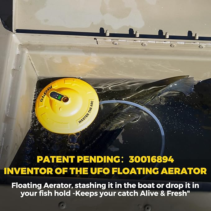 Floating & Rechargeable Bait Bucket Aerator, IPX7 Waterproof with Magnetic Charging, Ultra-Quiet Bubbler for Live Minnows, Portable Aerator for Fishing