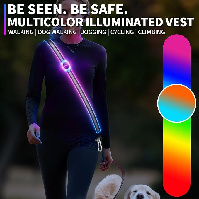 Running Lights for Runners, Reflective Running Vest for Women, Light up Running Vest Gifts for Runners, Walking Safety Gear Led Vest, Night Reflective Running Gear for Walking Dog Cycling Jogging