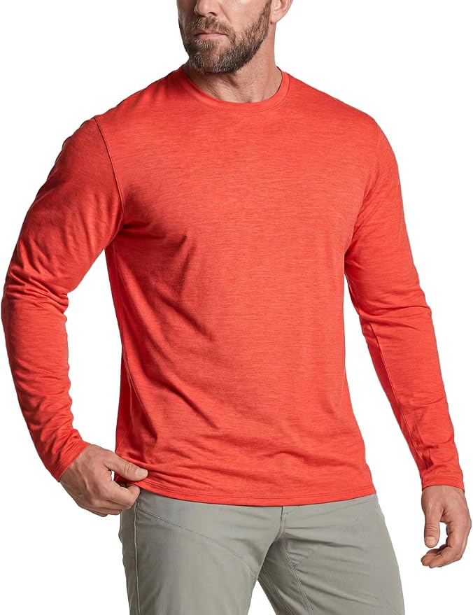 CQR Men's UPF 50+ Sun Protection Long Sleeve Quick Dry Athletic Shirts, Stretch Running Workout Hiking T-Shirts