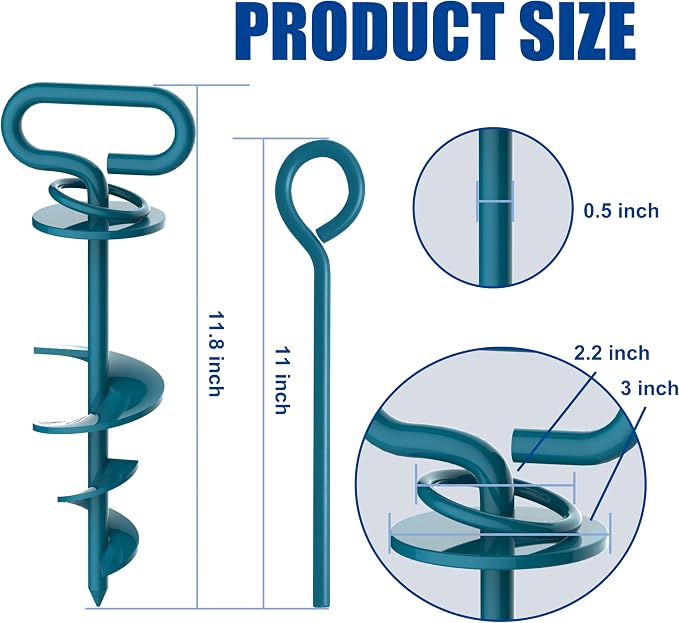 Eurmax USA 2-Pack Heavy Duty Dog Tie Out Stake, No-Tangle In Ground Anchor Runner for Large Dogs up to 210 Lbs - Perfect for Yard, Beach and Camping (Oval,Navy Blue)