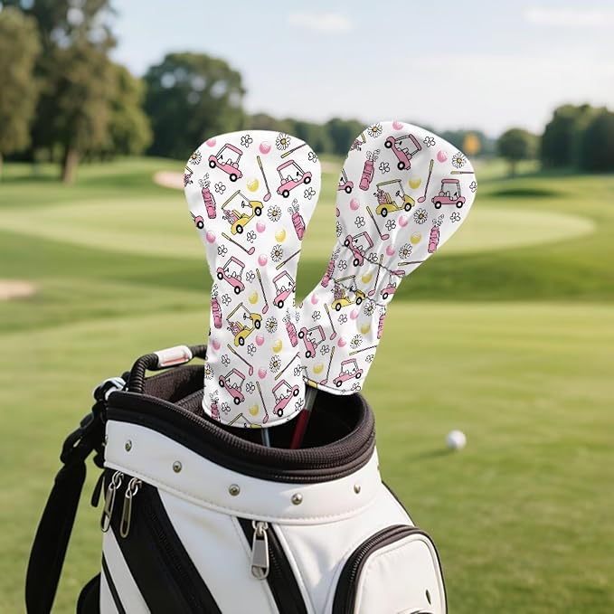 Rnyleeg Golf Club Head Covers for Women Driver Head Cover Leather Fairway Wood Headcover Hybrid Headcovers for Golf Clubs