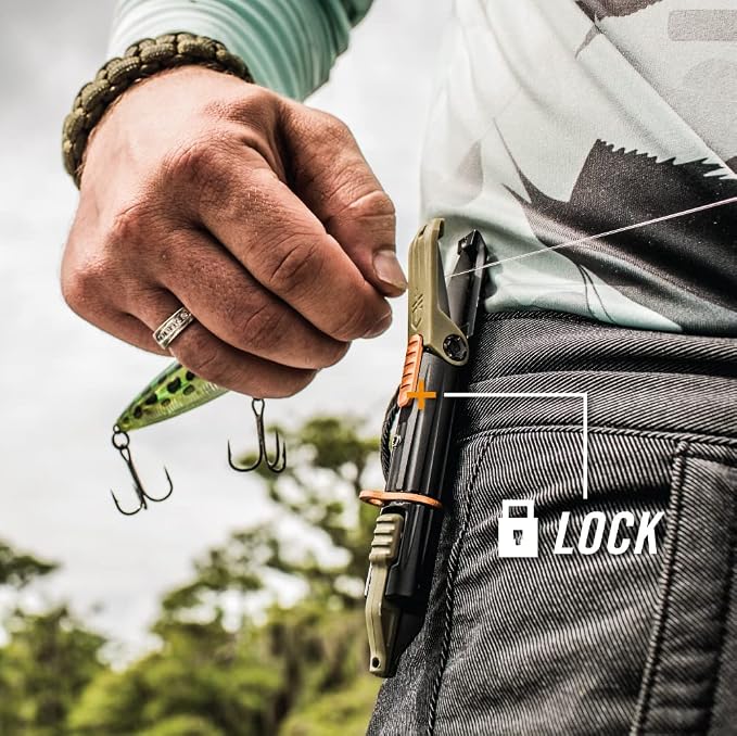 Gerber Gear LineDriver - Fishing Line Multitool with Spinning Line Vise, Tether Ring, Eyelet Clearing Spike, Hook Threader, Scissors & Split Shot Crimper - Premium Fishing Gear
