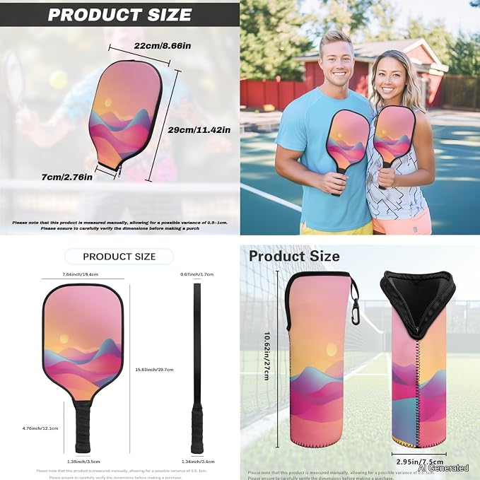 Pickleball Paddles Set 3PCS Pickleball Paddle Case Pickleball Racket Pickleball Bag Ideal for Beginners Gifts