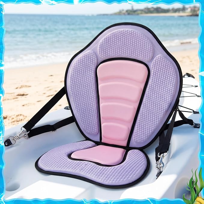 Vinsot Kayak Seat Cushion Universal Paddle Board Seat with Back Support Adjustable Non Slip Boat Chair Seats with 4 Straps and Storage Bag for Kayak Boat Sup Canoe