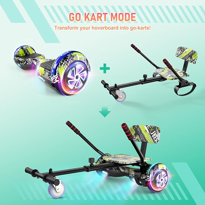 LIEAGLE Hoverboard, 6.5" Self Balancing Scooter Hover Board with Bluetooth Wheels LED Lights for Kids Adults