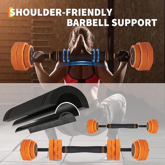 Garvee 4-In-1 Adjustable Dumbbell Set (44/66/88LB) - Convertible to Barbell, Kettlebell & Push Up Stands, Home Gym Equipment for Men & Women, Space Saving Weights with PVC Coating