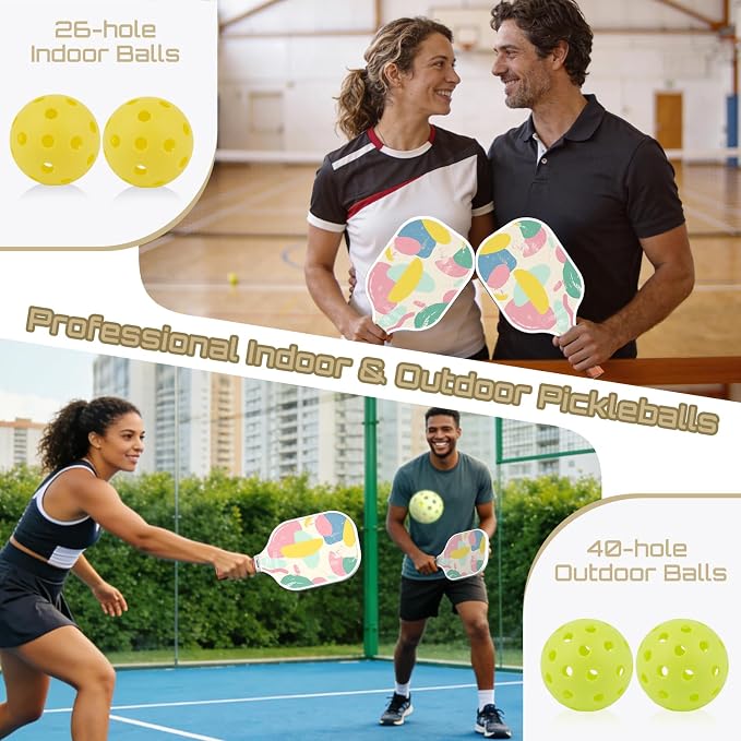 Pickleball Paddles Set, USAPA Approved Carbon Fiber Pickleball Set of 2 with Beginner Pickleball Rackets, Indoor Outdoor Pickle Balls for Adults Men Women, JT-1