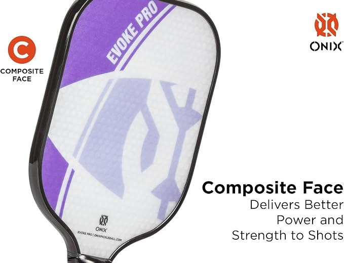 Onix Evoke Pro Composite Face Incredible Touch Maximum Control and Spin Pickleball Paddle – Polypropylene Honeycomb Core with Protective Edge Guard Widebody Shape