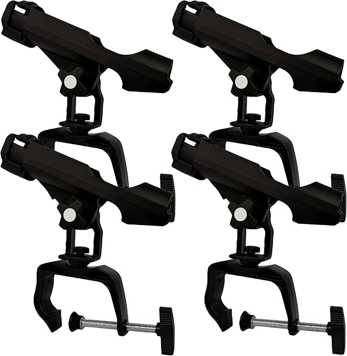 HiUmi Fishing Boat Rods Holder with Large Clamp Opening 360 Degree Adjustable Fishing Rod Racks Folding Holder