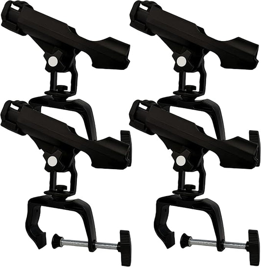 HiUmi Fishing Boat Rods Holder with Large Clamp Opening 360 Degree Adjustable Fishing Rod Racks Folding Holder