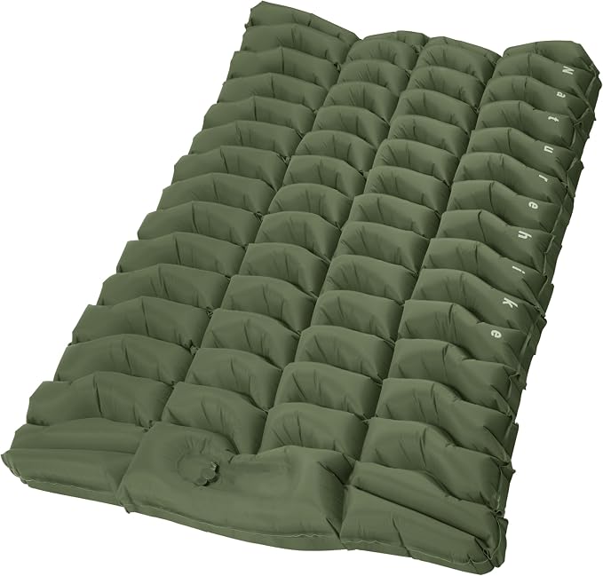 Naturehike Double Camping Sleeping Pad, Ultralight Inflatable Sleeping Mat with Pillow, Built-in Foot Pump, 3.74 Inch Lightweight Air Mattress for Camping, Backpacking, Hiking, Traveling