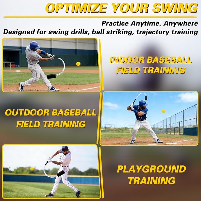 Baseball & Softball Swing Trainer Set – Rope Swing Training Bat with 12 Soft Foam Balls for Real-Feel Swing & Hitting Practice, Batting Training Aid for Youth Beginners