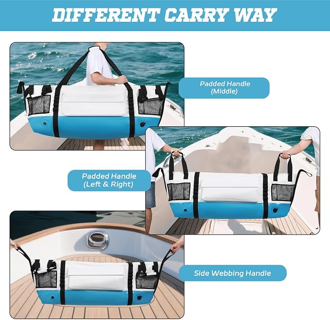 MORXPLOR Insulated Fish Cooler Kill Bag with Flat Bottom-26x18 31x14 40x16 50x18 60x20 70x25 Inches Waterproof Fishing tackle Kill Cooler Bag
