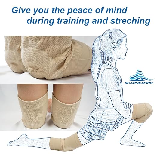 SKATINGSPIRIT Gel Knee Pads (1 Pair), Cushion and Support Knee Cap for Dancing Figure Skating Gymnastic, Youth and Adult (Black Small)