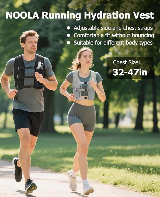 NOOLA Running Vest with 500ml Soft Flask, Lightweight Running Hydration Vest for Men Women，Adjustable Reflective Water Backpack with Phone Holder for Hiking Cycling Marathon Trail Race