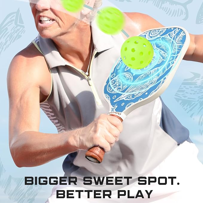 niupipo Pickleball Paddles Set of 2/4/1, USAPA Approved Carbon Fiber & Fiberglass Hybrid, Easy Power, Polypropylene Honeycomb Core, Cushioned 4.72" Grip, Bag/Cover, Pickleball Paddle Set for Men Women