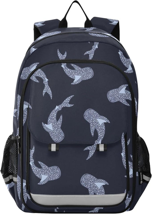 Fisyme Sea Whale Sharks School Backpack Laptop Backpack Bags Bookbag Travel Casual Computer Notebooks Daypack