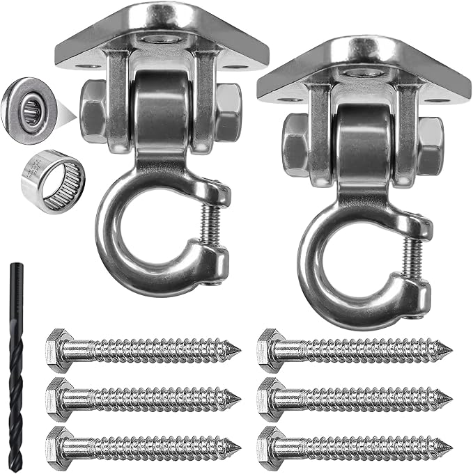 Heavy Duty Swing Hangers Swing Hanging Chairs Hammocks Hooks Hanging Snap Hooks Screws Bolt, Swing Set Bracket for Inddor Outdoor Playgrounds Yoga