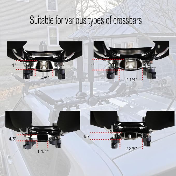 Folding Kayak Roof Rack J-Bar Adjustable | For Kayak/Canoe/SUP, Roof Mounting, SUV/Car/Truck Crossbars(23-krf-2)