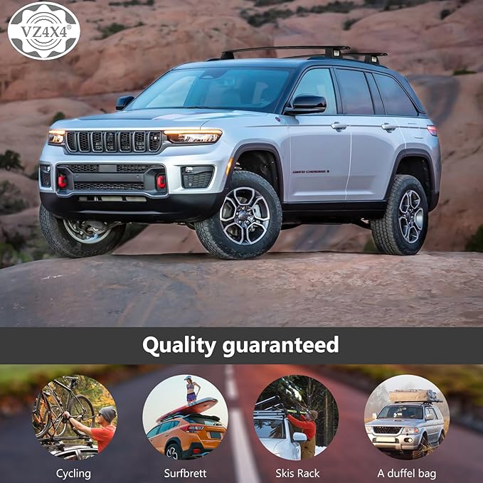 Car Roof Racks Cross Bars 200 lbs Compatible with The Following Models:Jeep Grand Cherokee 2011-2021 Grooved Raised Side Rails with Gap,Non-Slip Rubber Pad Aluminum CrossBars
