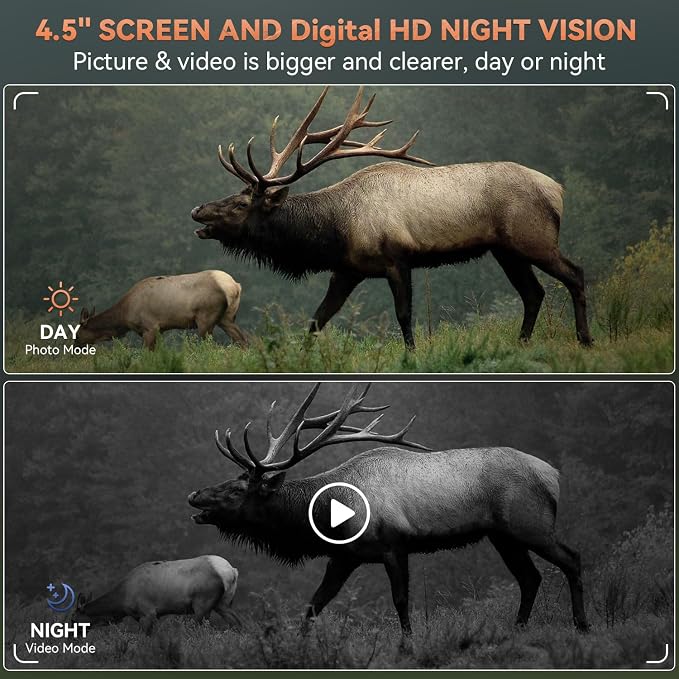 Night Vision Goggles, 4K Color Night Vision Binoculars for Adults with 4.5" HD Display, 8X Digital Zoom & 7-Level Infrared, 4500mAh Rechargeable Battery, 1300ft Range, 32GB TF Card for Camping Hunting