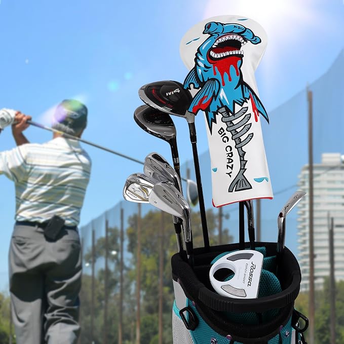 Big Crazy Golf Head Covers, Golf Club Covers Funny, Driver Headcovers, Golf Club Covers, Fairway Woods Head Covers, Hybrids Headcover, Putter Cover with Soft Lining for Golf Gift Hammerhead Sharks