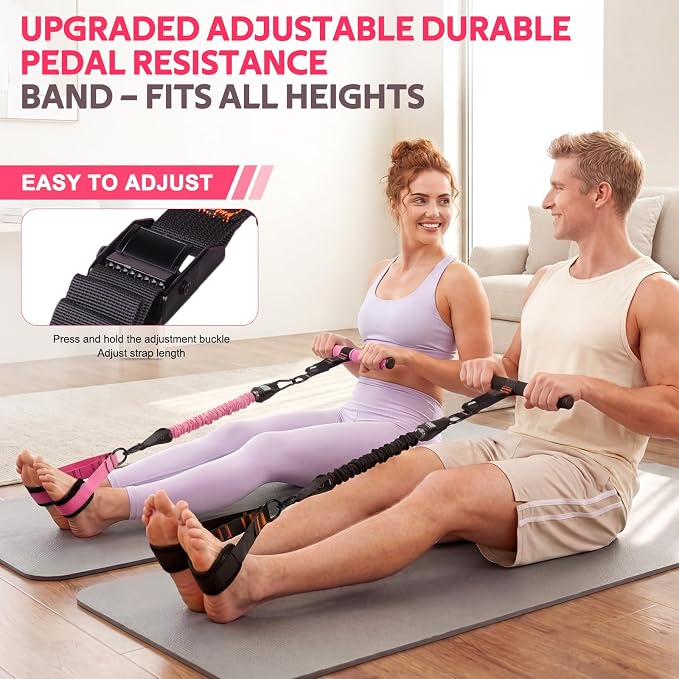 WALITO 15 PCS Pilates Kit, Adjustable Pedal Resistance Band with Handle, Figure 8 Resistance Band for Exercise Women, At Home Workout Equipment Set with Yoga Ball & Booty Bands for Full Body Gym