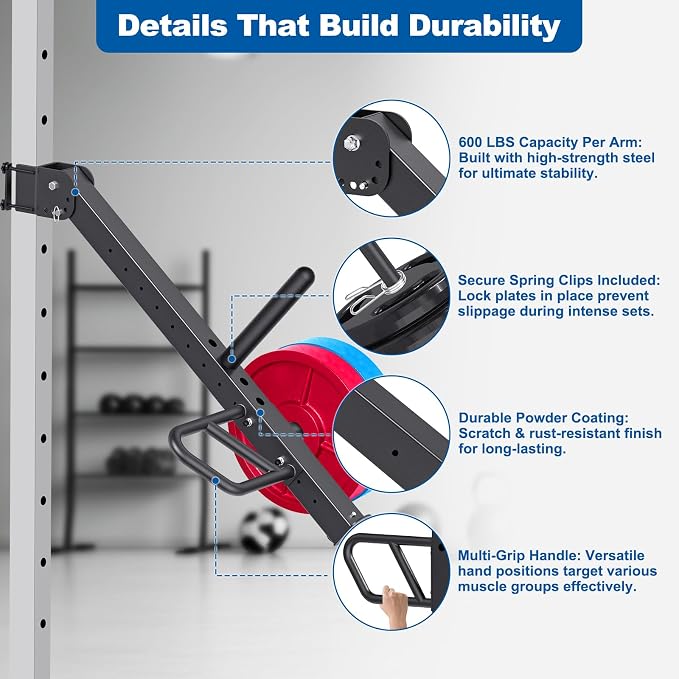 SELEWARE Squat Rack Attachment, Y-Shaped Dip Bar Attachment, Nordic Hamstring Curl Attachment and Lever Arms for 2x2 or 3x3 Power Rack with 5/8" or 1" Hole, Power Cage Accessories for Home Gym