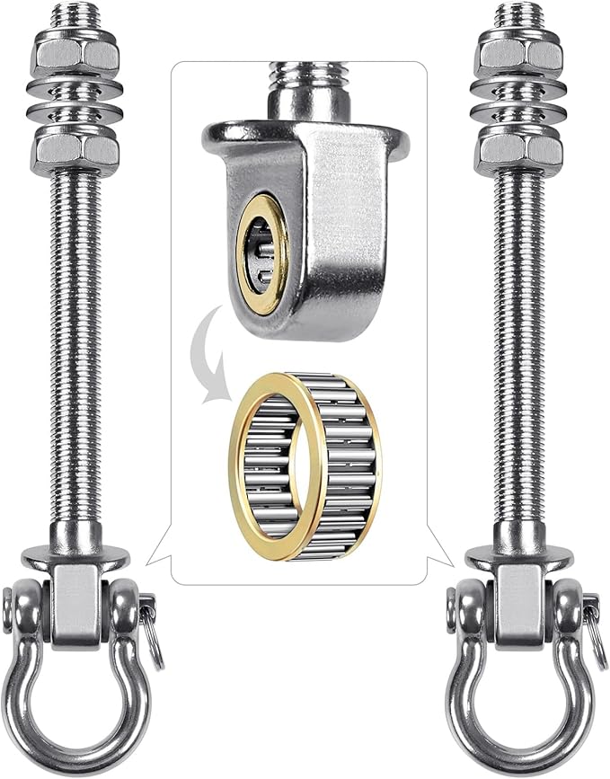 Dolibest Swing Hangers with Bearing - 2 Pack Stainless Steel 304 Hardware Hooks for Wood & Metal Beams, Ideal for Hanging Hammocks, Yoga Swings, Porch Swing, Boxing Bag 1500 LB Capacity -5''x M2/5''