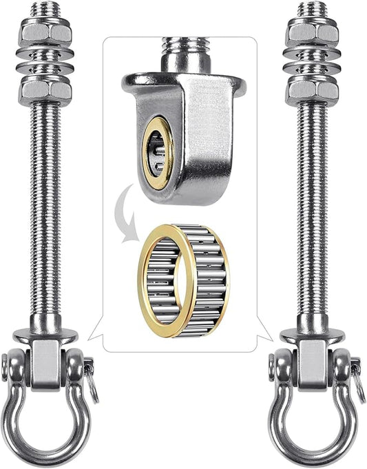 Dolibest Swing Hangers with Bearing - 2 Pack Stainless Steel 304 Hardware Hooks for Wood & Metal Beams, Ideal for Hanging Hammocks, Yoga Swings, Porch Swing, Boxing Bag 1500 LB Capacity -5''x M2/5''