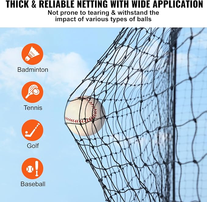 VEVOR Baseball Batting Cage,Professional Softball Baseball Batting Hitting Training Net,Heavy Duty Enclosed PE Practice Portable Pitching Cage Net&Carry Bag,for Backyard,Field,Indoor&Outdoor