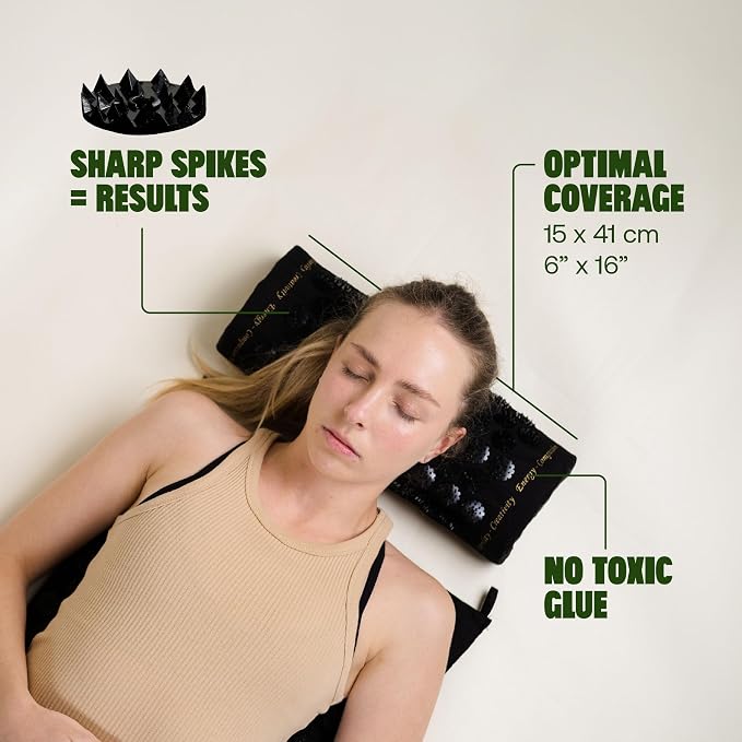 ShaktiMat Acupressure Pillow for Relaxation, Massage Neck Muscles, Relieve Stress & Tension, Similar to Acupuncture, No Needles Required (Classic - Level 3 - Shakti Black)