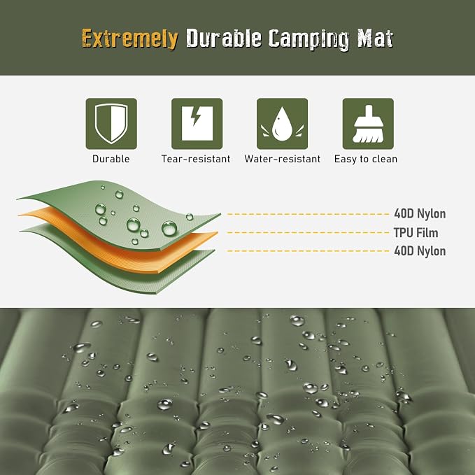 Elegear CumbreX Single Sleeping Pad for Camping, 4.7" Ultra-Thick Inflatable Camping Sleeping Pad with Built-in Foot Pump & Quick Inflation, Portable Camping Sleeping Mat for Backpacking Hiking Tent